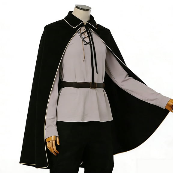 LEKWK Mens Renaissance Cloak Collared Cape Halloween Cosplay Cloak Medieval Vintage Victorian Costume for Halloween Cosplay Themed Party