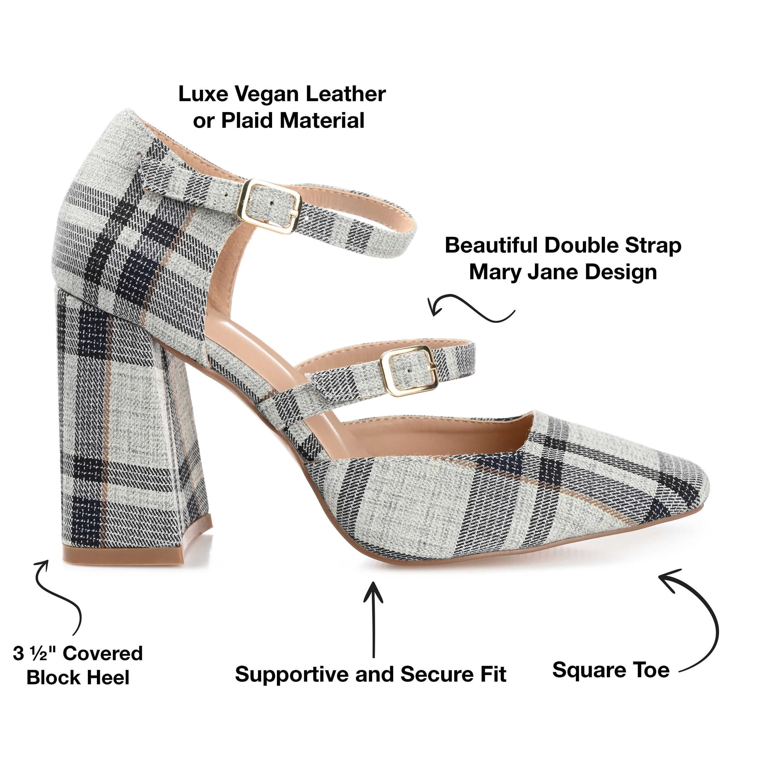 Journee Womens Isadorah Mary Jane Mid Block Heel Square Toe Pumps, Widths Available