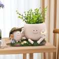 thumbnail image 3 of Cabeza Planta Plantación Resina Decorativa Maceta Suculenta para Regalos Navidad, 3 of 9