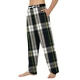thumbnail image 5 of Men's Home Soft Pajama Pants, Plaid Print Drawstring Pocket Casual Lounge Pants for Fall, Winter and Home Comfort,Black,L, 5 of 8