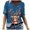 Blue, variant on Trendfront Womens Christmas Reindeer T Shirts V Neck Short Sleeve Snowflake Print Festive Holiday Tee Tops