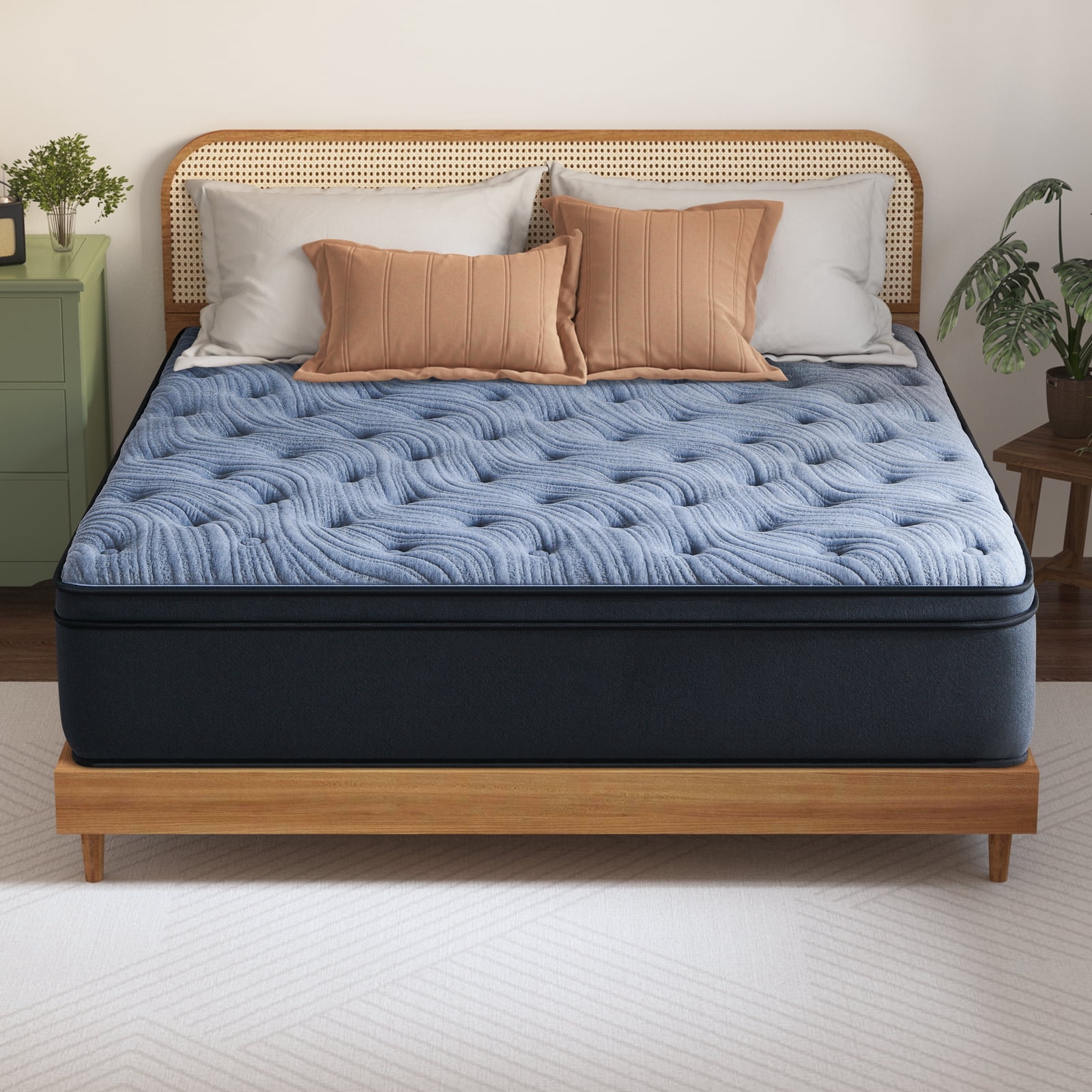 Queen Mattress, JIAVA 12 inch Hybrid Mattress Medium Firm Innerspring Mattress in a Box，Queen Size Mattreses