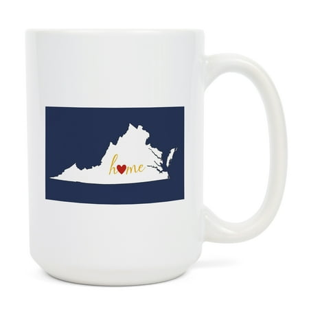 

15 fl oz Ceramic Mug Virginia Home State White on Blue Dishwasher & Microwave Safe