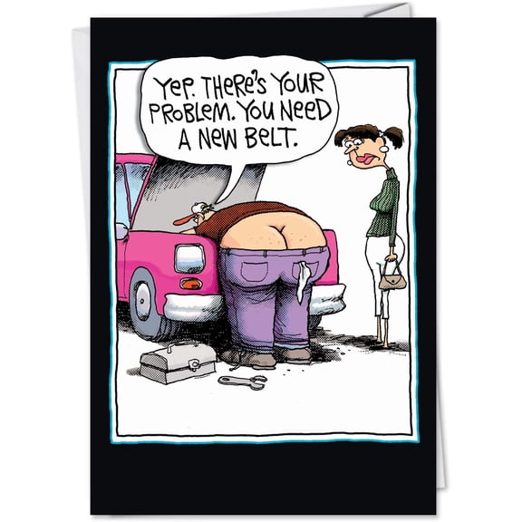 NobleWorks - Funny Birthday Greeting Card with Envelope (4.63 x 6.75 Inch) - New Belt 4323