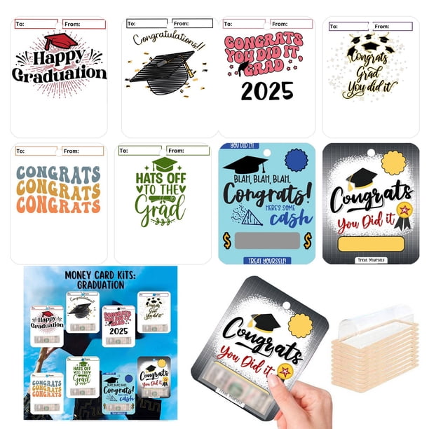 Adornos con clip para graduación Adornos para la temporada de graduación para regalar billetes cheques adornos (paquete de 8) (billetes no incluidos) H