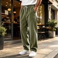 thumbnail image 4 of Hearthz Corduroy Wide Leg Men Pant Athletic Workout Running Mens Lightweight Hiking Pants Elastic Waist Drawstring Jogger Pants Men with Pockets Green XXXL, 4 of 6