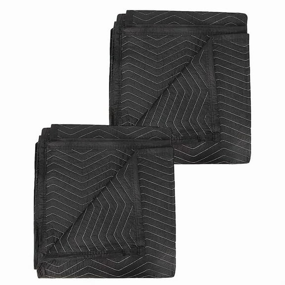 2Pcs Moving Blankets 40x72Inches Heavy Duty Packing Blankets for Moving Shipping Furniture Wrapping for Furniture-Black,2 * moving blankets,Black