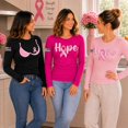 thumbnail image 2 of Wild Bobby Words of Encouragement Distressed US Flag Breast Cancer Awareness Womens Long Sleeve T-Shirt, 2 of 6