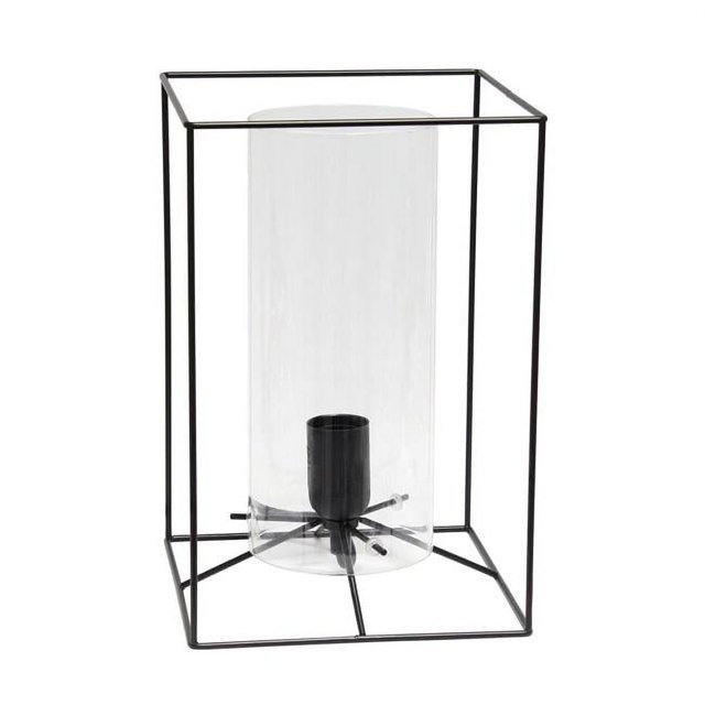 Elegant Designs Lt2070-Clr Large Exposed Glass And Metal Table Lamp Black And Clear