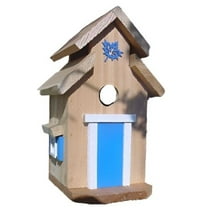 Cedar Cottage Bird House (Blue Trim), 10.5", Bird Houses by Mark, Made in USA