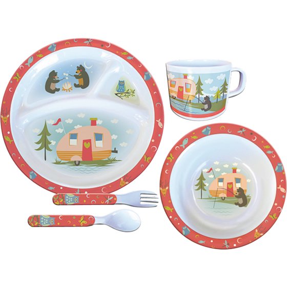 Camp Casual CC002 RV Camping 5Piece Kid's Outdoor Dinnerware Dish Set