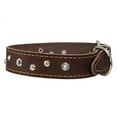 thumbnail image 2 of Genuine Leather Studded Dog Collar, 1.25" Wide. Fits 16"-19" Neck (Brown), 2 of 3