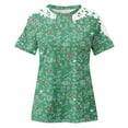 thumbnail image 5 of Blouses pour Femmes, Femmes Imprimé Manches Courtes Col Rond Chandail en Dentelle Hauts Chemises Blouse, 5 of 5