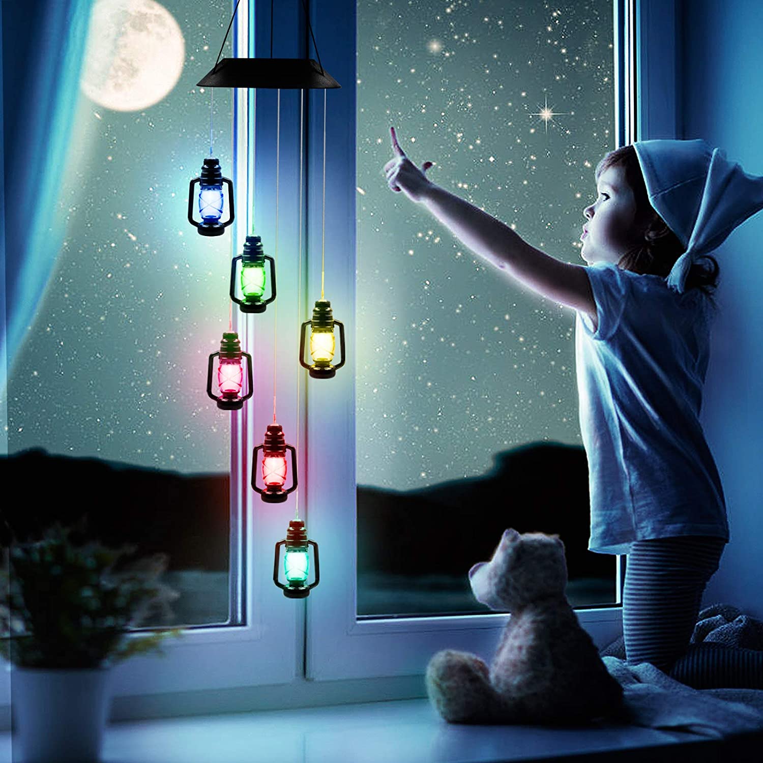 QiShi Solar Lantern Wind Chimes with Color-Changing LED Lights photo 4