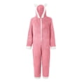 thumbnail image 2 of CUZIBR Toddler Bear Ear Onesie Girl Fuzzy Hooded Jumpsuit Pajamas Zip-Up Long Sleeve Funny Sleepwear,Pink,5-6 Years, 2 of 6