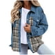thumbnail image 1 of Chaqueta vaquera de manga larga sin capucha y abrigos de mezclilla de moda para mujer con solapa de color y mangas más delgadas, 1 of 5