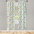 thumbnail image 3 of Ambesonne Cartoon Curtains, Seahorse Crabs Fish, Pair of 28"x95", Teal Mustard Dark Coral, 3 of 5