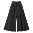 thumbnail image 6 of ibiyuan Gaucho Pants for Women Wide Leg Elastic Waist Palazzo Pants Stretchy Linen Trousers for Women Drawstring Lounge Pants Women with Pockets Cropped Spring Summer Vacation Outfits, 6 of 6