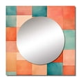 thumbnail image 2 of Designart "Melodic Coral Cubes Shapes I" Abstract Shapes Square Mirror For Wall Decor - Large Coral Square Printed Wall Mirror Art - Square Modern Mirror - Wall Mounted Square Large Mirror, 2 of 5