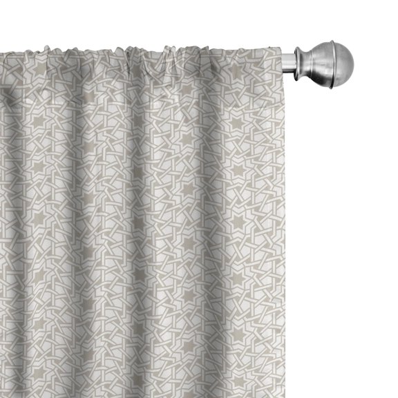 Ambesonne Moroccan Curtains, Classical Line Pattern, Pair of 28"x95", Taupe White