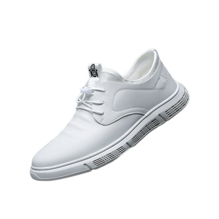 

Ritualay Men Sneakers Non-Slip Flats Drawstring Athletic Shoe Breathable Daily Casual Outdoor Sport Comfort Sneaker White 7.5