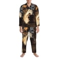 thumbnail image 3 of Naloa Flower Crown Dog Men’s Pajamas Set - Long Sleeve Button Down Sleep Shirt and Pajama Bottoms Sleepwear Set-X-Large, 3 of 7