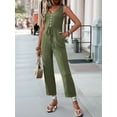 thumbnail image 6 of Womens Jumpsuits Dressy Summer Sleeveless U-Neck Casual Wide Leg Long Pants Rompers 2025 Green S, 6 of 9