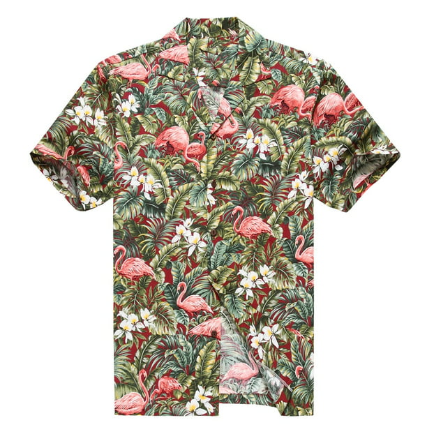 Made in Hawaii Men's Hawaiian Shirt Aloha Shirt Flamingo in Rain Forest ...