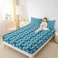 thumbnail image 4 of Feelyou Blue Square Abstract Full Size Sheets, Pixel Grid Miners Bed Sheets, 4 Pieces, 4 of 7