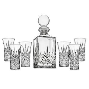 Dublin Crystal 7 Piece Spirits Decnater 10oz & Shot Glass 2oz Set