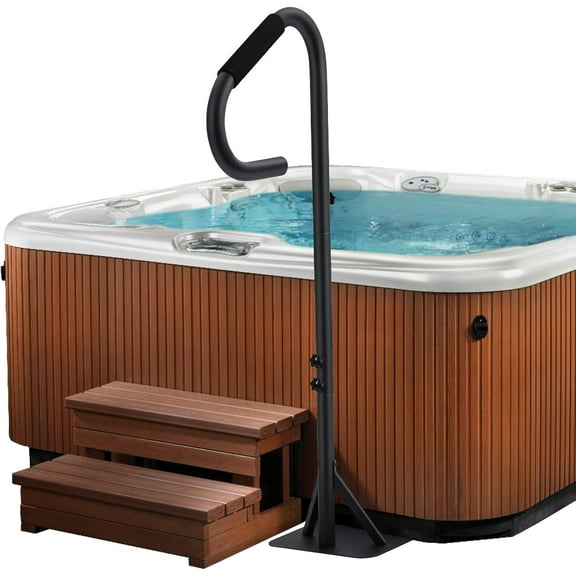 Hot Tub Handrail,360 Rotatable Spa Side Handrail with Adjustable Height,Rust-proof Spa Step Hot Tub Hand Rail with Slide-Under Mount Base & Non-Slip Grip for Indoor & Outdoor,600LBS Capacity