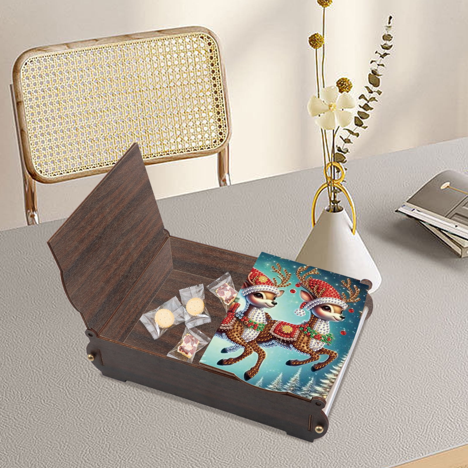 Diamond Painting Kit Storage Box Christmas Reindeer DIY Multi-Purpose Craft Storage Box Ideal for Home Offices and Holiday Gifts