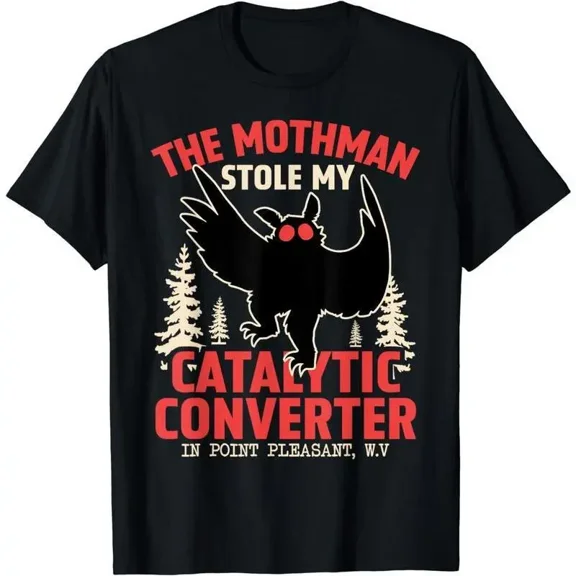 Funny Mothman Cryptid Graphic T‑Shirt, Humorous Men Casual Crew Neck Short Sleeve Tee Men Clothing