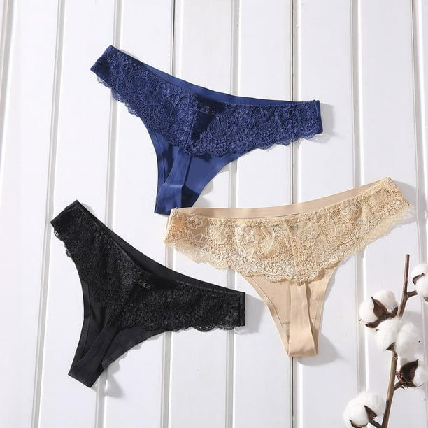 3Pc Women High Waist Lace Underwear Traceless Panties Briefs