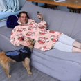 thumbnail image 3 of Wearable Oversized Blanket,Pink Cow Strawberry Scarf Pattern Wearable Blanket Hoodie for Adults,Cozy Hooded Blankets with Super Pockets,Super Warm Fuzzy Pullover for Women & Men, 3 of 6