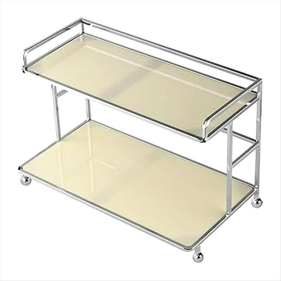Qilidiba 2 Tier Bathroom Makeup Organizer,Electroplated Metal Makeup Counter Organizer,Vanity Organizer/Storage Shelf for Bedroom