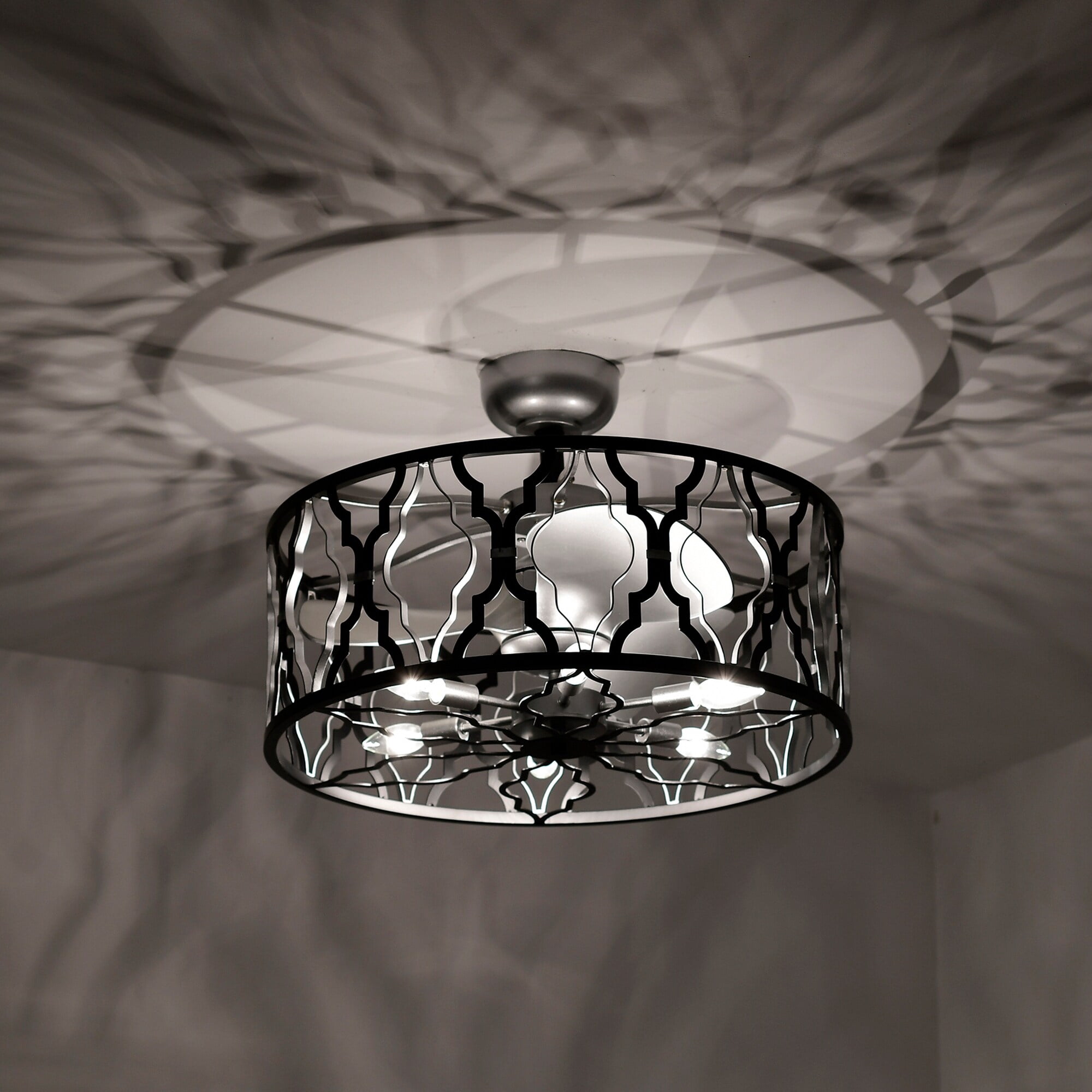 Netanel 24.4 in. Indoor Silver Finish Ceiling Fan with Light Kit and Remote