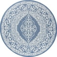 thumbnail image 3 of 8ft Round Water Resistant, Large Indoor Outdoor Rugs for Patios, Front Door Entry, Entryway, Deck, Porch, Balcony | Outside Area Rug for Patio | Blue, Floral | Size: 7'11'' Round, 3 of 6