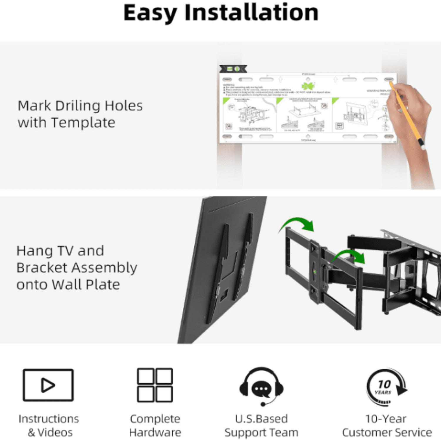 Full Motion TV Wall Mount for Most 37"-84" Flat Screen TV, Swivel or Tilt Wall Bracket with Dual Articulating Arms, for 12"-16" Wood Studs, Max VESA 600x400mm, Load 120 lbs