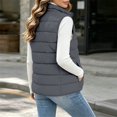 thumbnail image 4 of Women's Puffer Vest Lightweight Quilted Sleeveless Jacket Zip Up Stand Collar Winter Outwears (Dark Gray XXL), 4 of 6