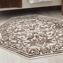 Unique Loom Hermitage Collection Area Rug - Peacock (7' 10" Octagon Chocolate Brown/Black)