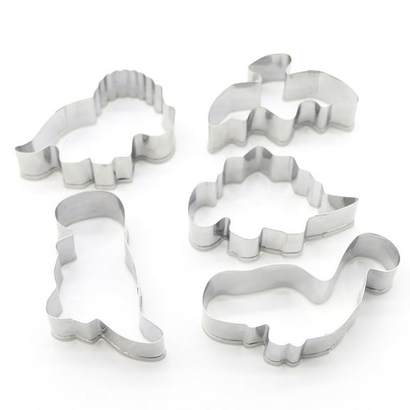 Masteelf Dinosaur Cookie Cutters Set Stainless Steel Biscuit Mold for Kitchen Use Safe and Sturdy 5 Pieces