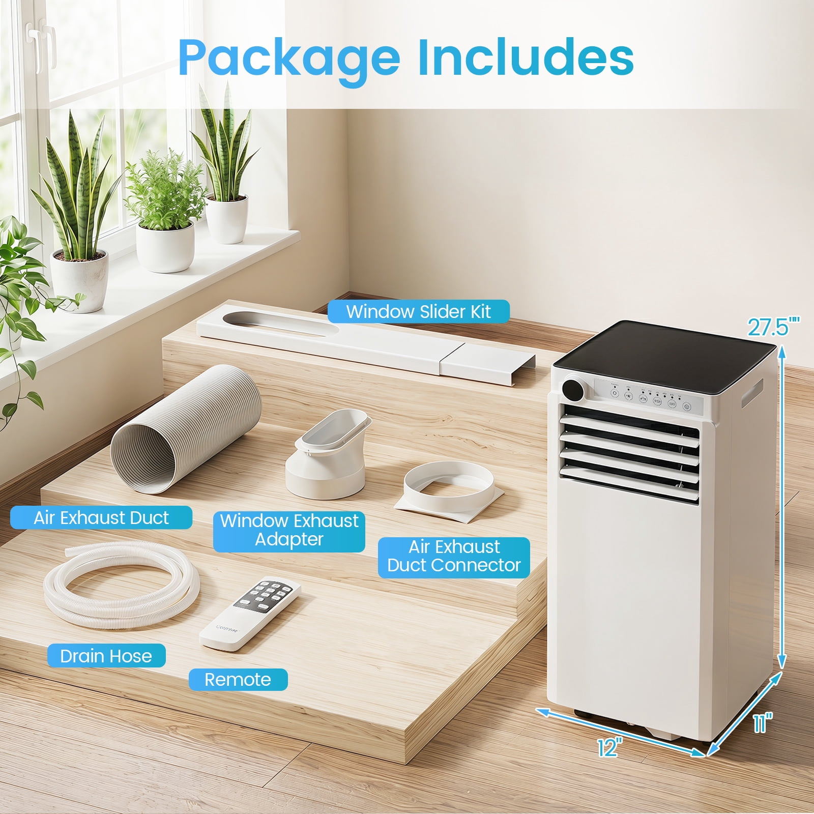 Costway 9000 BTU Portable Air Conditioner,4-in-1 Portable AC Unit with Dehumidifier, Fan