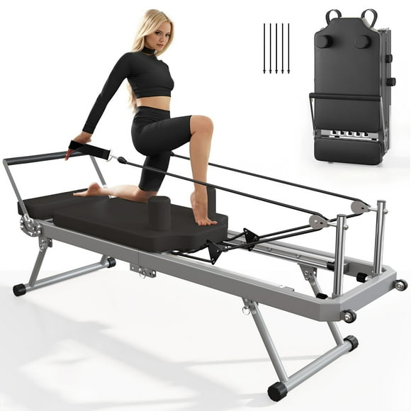 SogesPower Pilates Reformer Machine for Home Gym Workout, Foldable Pilates Equipment with High Strength Alloy Springs for Beginners, Up to 330lbs Weight Capacity