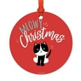 thumbnail image 1 of Funny Animal Round Metal Christmas Ornament, Meowy Christmas, Cat Graphic, Includes Ribbon and Gift Bag, 1 of 2