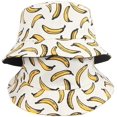 thumbnail image 2 of Bonnet de Pêcheur à Motif Banane à Imprimé Fruits Bonnet Empaquetable Réversible d'Été, 2 of 6