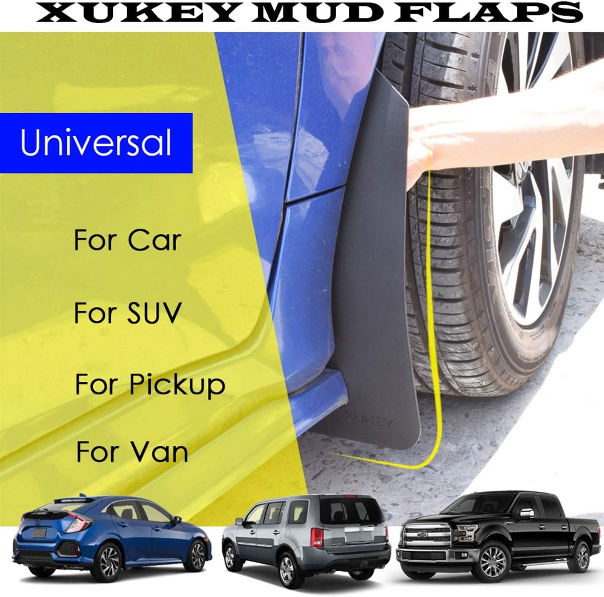 XUKEY 4x Mud Flaps for Car SUV Pickup Truck Universal Mudguards Splash Guards