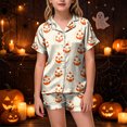 thumbnail image 2 of Leey-World Halloween Pjs Girls Halloween Pajamas Sets Sleeping Pants Cute Print Home Short Sleeve Shorts Pajama Set Full Suit Clothes, 2 of 6
