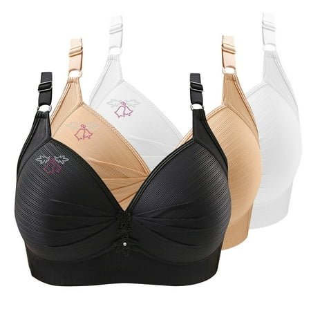 Bras for Women No Underwire Comfort Wireless Seamless Bra Ndbuld 3PC Woman s Printing Gathered Together Large Size Daily Bra Underwear No Rims Christmas Deals White 2XL