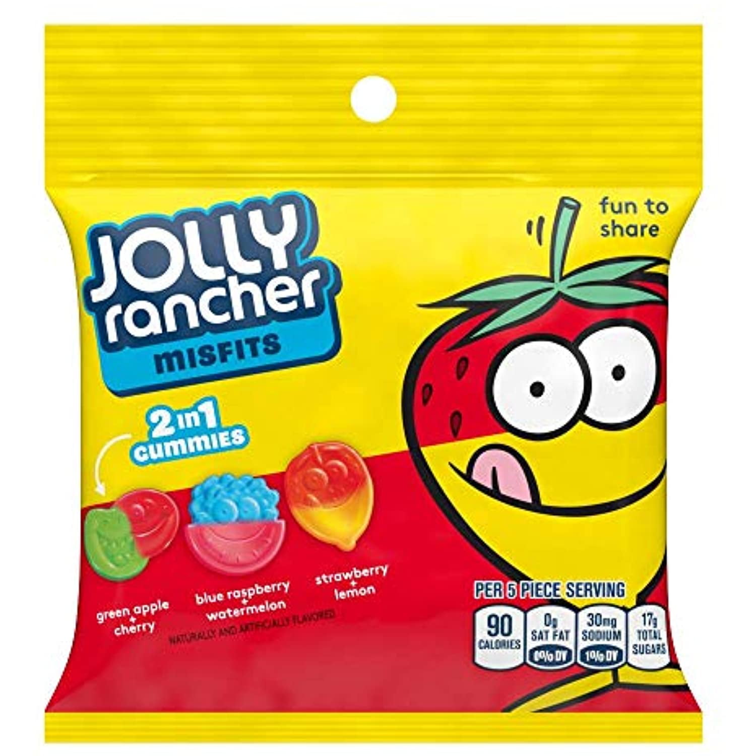 Jolly Rancher (1) Bag Misfits 2In1 Gummies Two Flavor Candy Green